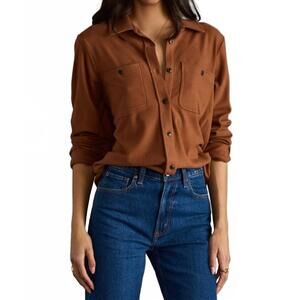 NEW PANACHE APPAREL super soft button up top in brown